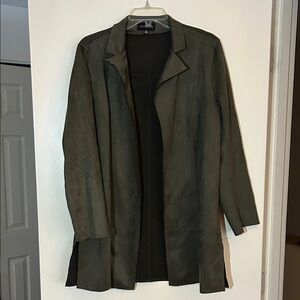 Premise Olive Women's Large Long Blazer Faux Suede